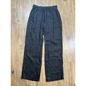 Athleta Pants Womens XS Black Retreat Linen High Rise Wide Leg Minimal Coastal